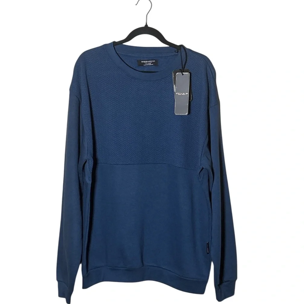 EIGHTH AVENUE Crewneck Sweater in Deep Blue,Size XL,NWT